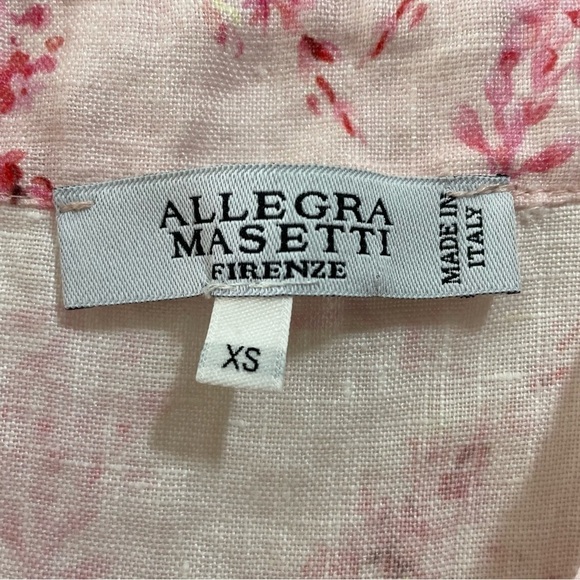 [XS] Allegra Masetti Pink White Cherry Blossom Print Sleeveless 100% Linen Dress - Picture 10 of 12